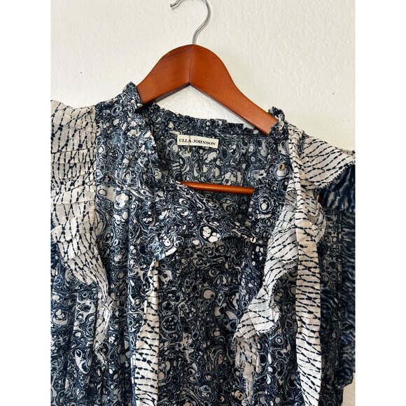 Ulla Johnson BOHO Kiri Ruffled Patchwork Cotton Blend Voile Midi Dress SIZE 12 - Picture 3 of 8